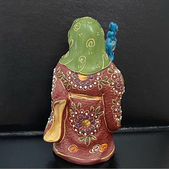 Vintage Signed Kutani Jurojin God Of Elderly & Longevity 6” Porcelain Figurine - Picture 10 of 15